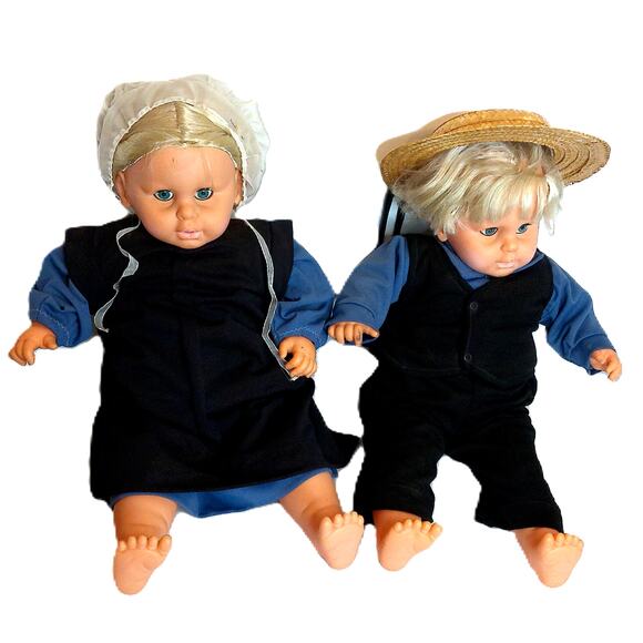 Vintage Amish Child Dolls Girl And Boy SET READ - Picture 1 of 12
